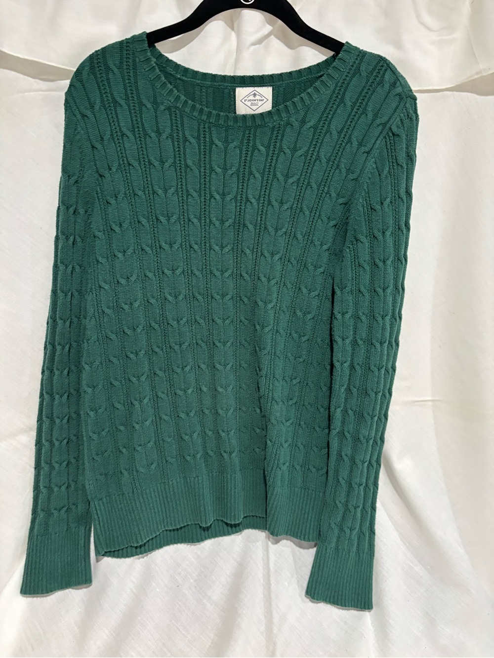 St. John's Bay Green Cable Knit Scoop Neck Sweater